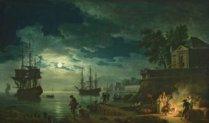 Nuit : Un port au clair de lune, 1748